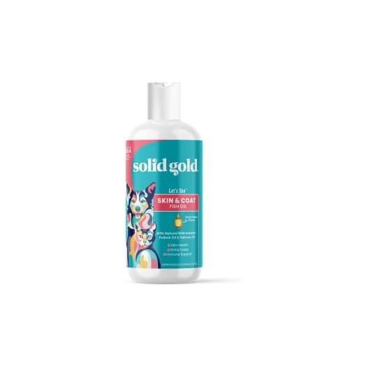 Solid Gold Fish Oil for Dogs & Cats - Wild Alaskan Salmon Oil for Dogs Skin and Coat Support - Omega 3 Pollock Oil Blend and Fatty Acids with EPA & DHA for Immune System Health - 8 oz Bottle