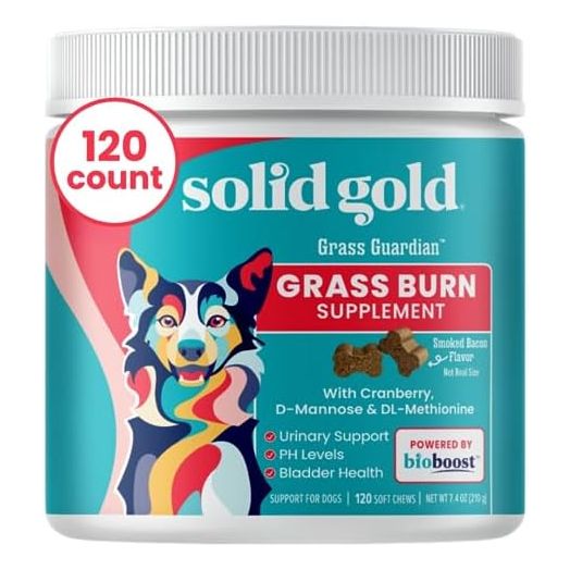 Solid Gold Dog Urine Neutralizer for Lawn Chews - with Urinary Tract, Kidney, Bladder, and pH Support to Reduce Grass Pee Spots & Grass Burn - 120 Count