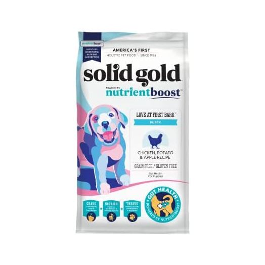 Solid Gold Dry Puppy Food w/Nutrientboost - Made with Real Chicken & Nutritious Superfoods - Love at First Bark Grain Free Puppy Dry Food for Healthy Growth, Energy and Gut Wellness - 3.75 LB Bag