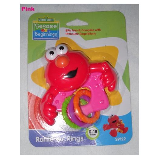 Sesame Street Elmo Rattle with Rings, BPA Free