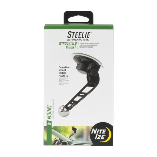 Nite Ize Steelie Windshield Mount - Phone Mount for Car Windshield - Alternative to Car Dashboard & Vent Phone Mounts - Phone Holder Compatible with Steelie Magnetic Mounting System - Black