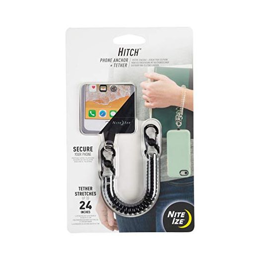 Nite Ize Hitch Phone Anchor and Tether - Anti-Theft Cell Phone Lanyard Accessories - Phone Case Anchor & Tether for Drop Protection - Black Tether