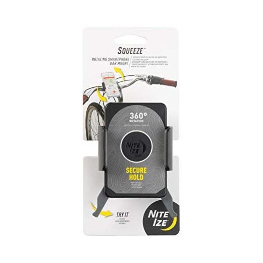 Nite Ize Squeeze Rotating Smartphone Bar Mount, Universal Bike Phone Holder For Bar or Stem, Compatible With MagSafe iPhone 12 Pro Max/Mini/Galaxy/Edge/Google Pixel and more