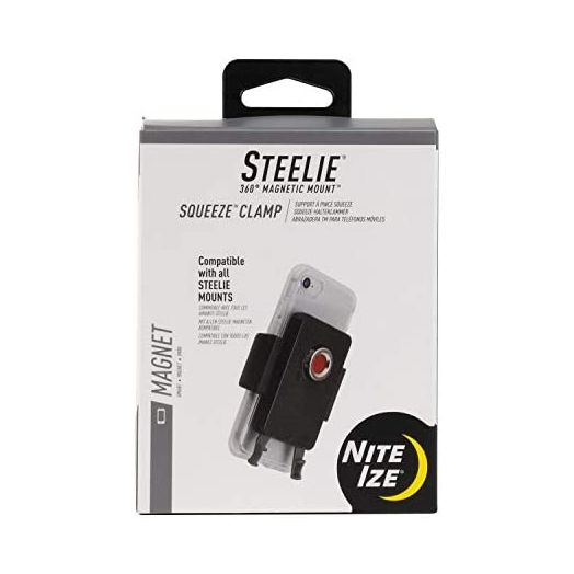 Nite Ize Steelie Squeeze Clamp, Magnetic Phone Holder for Dash/Vent/Windshield, Compatible with MagSafe iPhone 12 Pro Max/Mini/Galaxy/Edge/Google Pixel and More