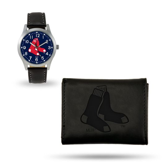 Rico Industries WTWAWA3901 MLB Boston Red Sox Men's Watch and Wallet Set, Black, 7.5 x 4.25 x 2.75-Inch