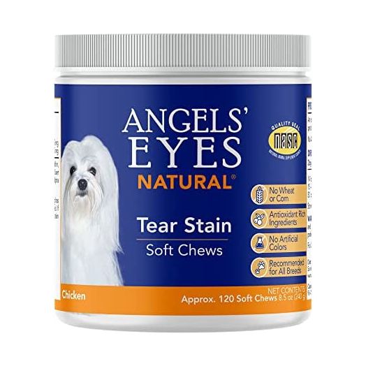 Angel's Eyes NATURAL Tear Stain Prevention Soft Chews for Dogs - 120 Ct - Chicken Formula (AENSC120D)