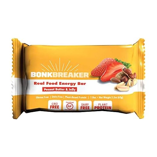 Bonk Breaker Real Food Energy Bars, Gluten Free, Dairy Free, Non-GMO Ingredients to Support Performance, 1 Box of 12 Bars, Peanut Butter & Jelly