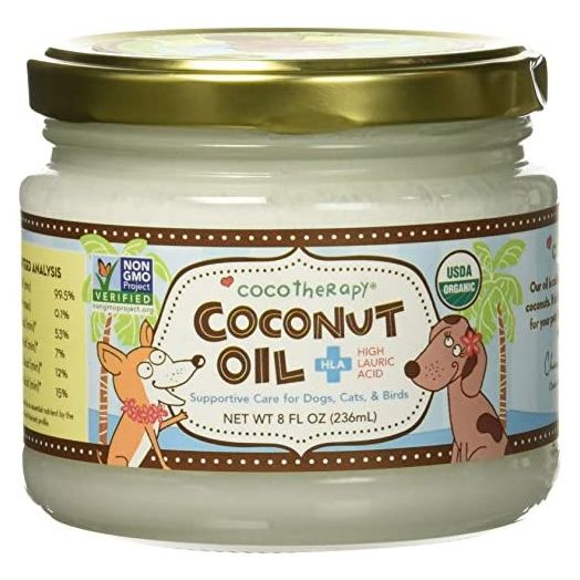 CocoTherapy Organic Virgin Coconut Oil, 8 Ounces, Natural Supplement for Dog Skin Coat Digestion and Immunity