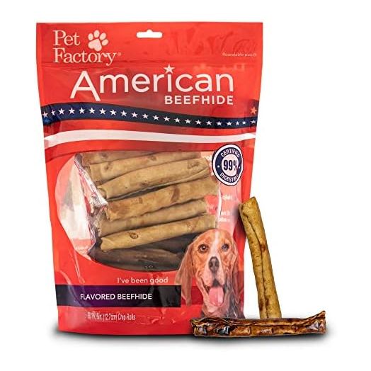 Pet Factory American Beefhide 5" Chip Rolls Dog Chew Treats - Beef & Chicken Flavor, 50 Count/1 Pack