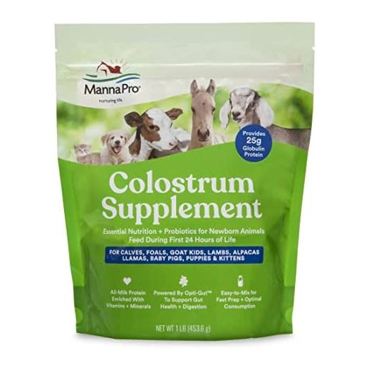 Manna Pro Colostrum Supplement for Newborn Goat Kids | Formulated with Vitamins and Minerals | Helps Promote Healthy Development | 16oz
