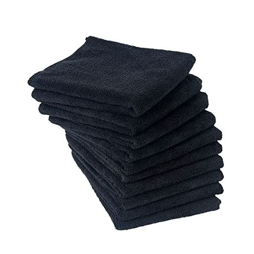 Eurow Microfiber Salon Towel, 16 by 29 Inches, Black (Pack of 10)