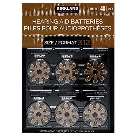 Kirkland Signature Hearing Aid Batteries Zinc Air 48 Pack, Size 312