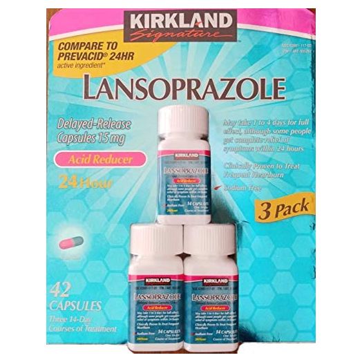 Kirkland Signature Kirkland Lansoprazole Delayed-Release Total 42 Capsules, Blue,14 Count (Pack of 3)