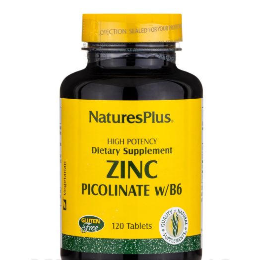 Nature's Plus Zinc Picolinate Tablets with Vitamin B-6 - 120 Tablets