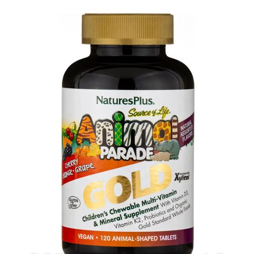 Nature's Plus Animal Parade GOLD Children's Chewable Multivitamin & Mineral Supplement , Assorted Fruit Flavors - 120 Chewable Tablets