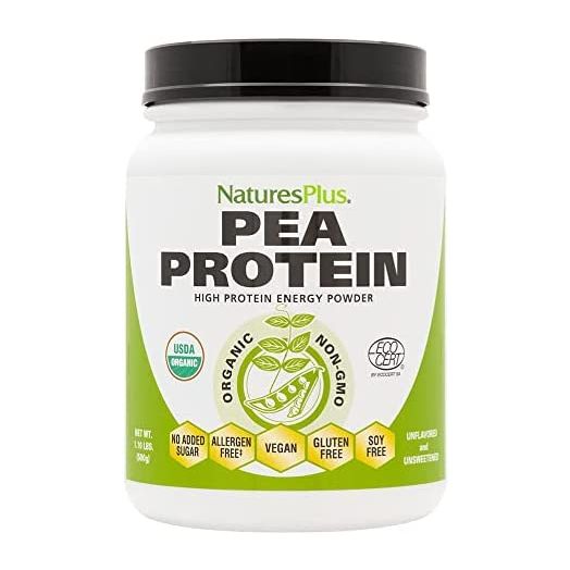 NaturesPlus Organic Pea Protein Vegan Drink Powder, 1.1 lbs