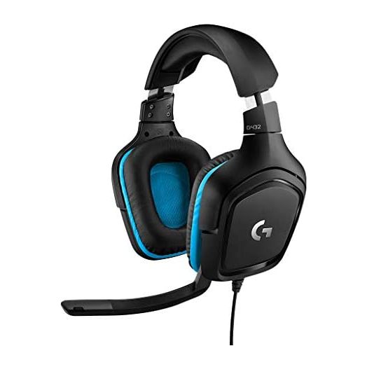 Logitech G432 Wired Gaming Headset, 7.1 Surround Sound, DTS Headphone:X 2.0, Flip-to-Mute Mic, PC (Leatherette) Black/Blue