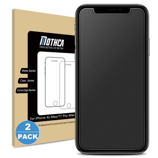 Mothca 2 Pack Matte Glass Screen Protector for iPhone Xs Max/iPhone 11 Pro Max Anti-Glare & Anti-Fingerprint Tempered Glass Clear Film Case Friendly 3D Touch Easy Install Bubble Free - Smooth as Silk