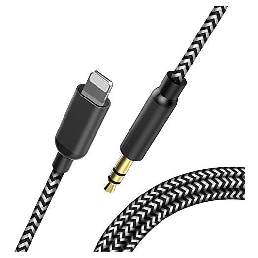 2022 Newest Car Aux Cord for iPhone 13/12 /11 / Pro/Max/SE / 10 / XS/XR/X / 8/7 / Plus, 8 pin 3.5mm Audio Cable, 1/8 Aux Auxiliary Cord for Car Stereo, Headphone, Speaker, Black & White, 3.3ft