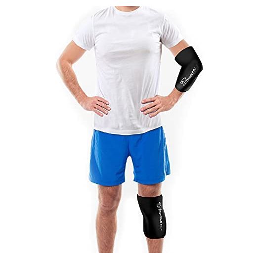 TheraICE Rx Elbow & Knee Ice Pack for Injuries Compression Sleeve, Reusable Gel Cold Pack for Knee, Elbow, Ankle, Calf - Flexible Cold Wrap Recovery for Meniscus, ACL, MCL, Bursitis Pain Relief (M)