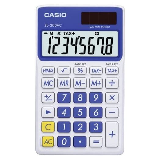 Casio SL-300VC Standard Function Calculator, Blue