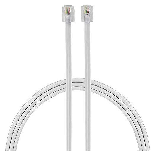 Power Gear Telephone Line Cord, 7 Feet, Phone Cord, Modular Jack Ends, Works for Phone, Modem or Fax Machine, for Use in Home or Office, White, 76581