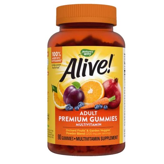 Nature's Way Alive! Adult Premium Gummy Multivitamin, Full B Vitamin Complex, 90 Gummies