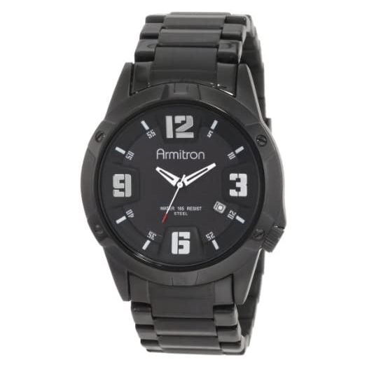 Armitron Men's 204692BKTI Black Plated Stainless-Steel and Black Dial Dress Watch