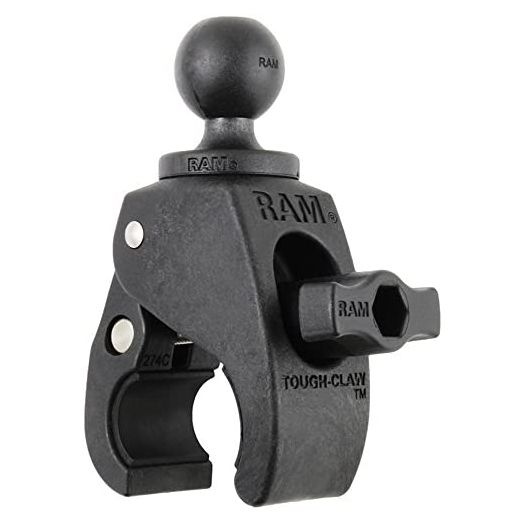 RAM Mounts RAP-B-400U Tough-Claw Small Clamp Base with Ball with B Size 1" Ball for Rails 0.625" to 1.5" in Diameter
