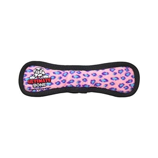 TUFFY - World's Tuffest Soft Dog Toy - Ultimate Bone-Squeakers - Multiple Layers. Made Durable, Strong & Tough. Interactive Play (Tug, Toss & Fetch). Machine Washable & Floats (Regular, Pink Leopard)