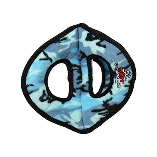 TUFFY- World's Tuffest Soft Dog Toy-Ultimate 3Way Ring-Camo Blue -Squeakers -Multiple Layers. Made Durable, Strong & Tough. Interactive Play (Tug, Toss & Fetch). Machine Washable & Floats