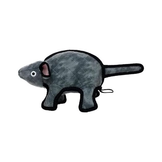 TUFFY - World's Tuffest Soft Dog Toy - Barnyard Mouse - NO Squeakers - Multiple Layers. Made Durable, Strong & Tough. Interactive Play (Tug, Toss & Fetch). Machine Washable & Floats. (Gray)