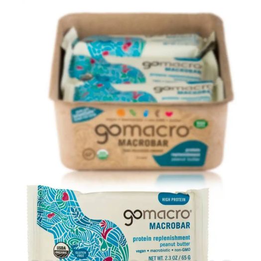 GoMacro MacroBar Peanut Butter - Box of 12 Bars (2.3 oz / 65 Grams each)