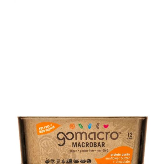 GoMacro MacroBar Sunflower Butter + Chocolate - Box of 12 Bars (2.3 oz / 65 Grams each)