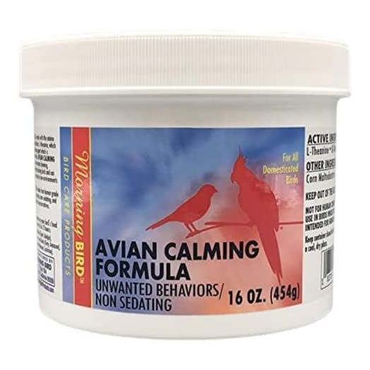 Morning Bird Avian Calming Formula, Non-Sedating Anxiety & Stress Relief Powder for Nervous Birds or Unwanted Behaviors (16 oz)