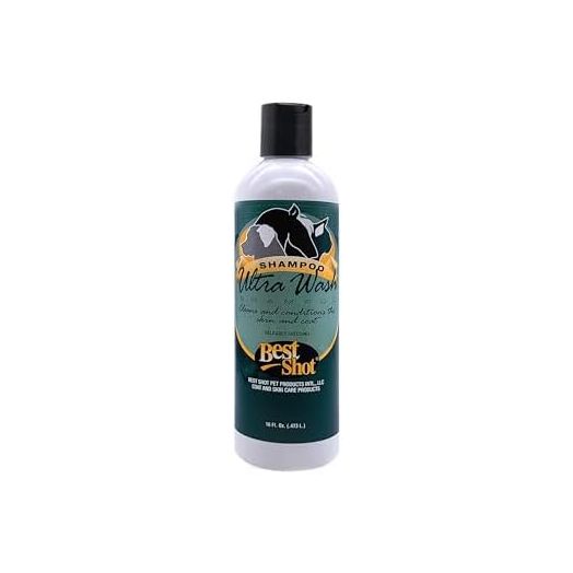 Best Shot Ultra Wash Shampoo with Pet Coat Release Technology, Coat and Skincare Product for Dogs, Horses, and Cats, Soap-Free, Quick-Rinsing, 16 Ounces Bottle