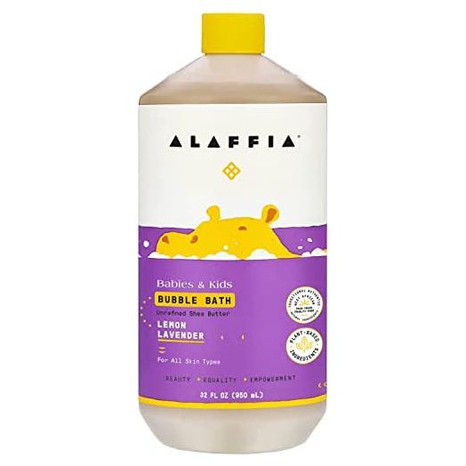 Alaffia Babies and Kids Bubble Bath, Gentle Baby Essentials for Delicate Skin, Cleansing & Calming Bubbles, Plant Based Formula, Vegan, Lemon Lavender, 32 Fl Oz