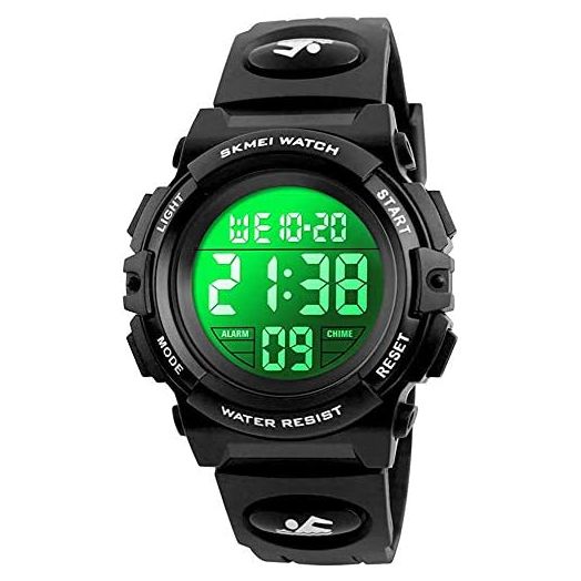 Mens LED Digital Watch Chronograph Sports Watches 50m Waterproof Wristwatch 7 Colors Flashing Watch