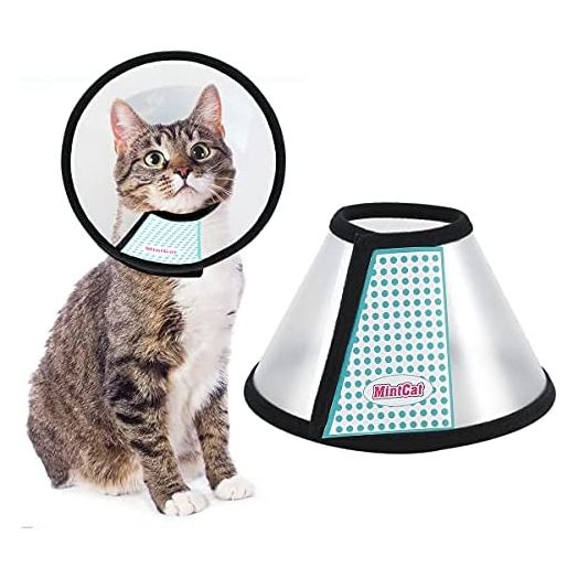 MintCat Cat Cone Collar Soft, Adjustable Pet Cone E Collar for Cats, Protective Comfy Cat Recovery Collar, Kitten Cones, Plastic Elizabethan Collar for Rabbit Small Dogs After Surgery to Stop Licking