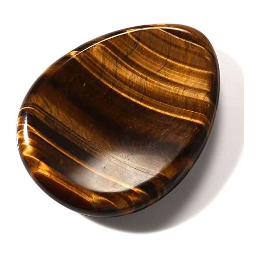 CrystalTears Tiger's Eye Thumb Worry Stone Healing Crystal Pocket Palm Stone Worry Stones for Anxiety Stress Relief