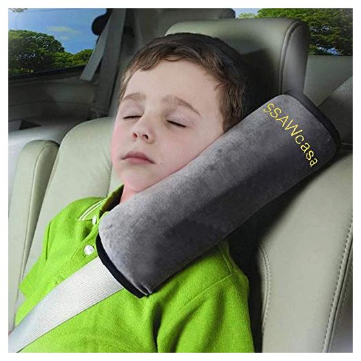 Seatbelt Covers,Seat Belt Cushion for Adults,Kids Car Seat Strap Covers,Toddler Travel Car Pillow,Carseat Safety Strap Shoulder Pads Protector,Auto Children Head Neck Support Seatbelt Pillow (Gray)