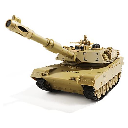 Remote Control Tank, 1:28 RC US MIA2 Abrams Army Tank Toy, 2.4 GHz RC Military Vehicles with Rotating Turret and Sound, 9 Channels, Military Toys for Boys Kids Age 6 7 8 9