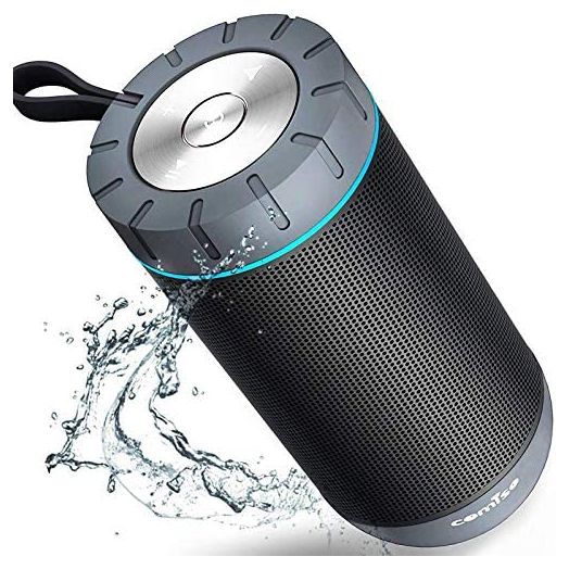 COMISO Waterproof Bluetooth Speakers Outdoor Wireless Portable Speaker with 20 Hours Playtime Superior Sound for Camping, Beach, Sports, Pool Party, Shower (Dark Grey)