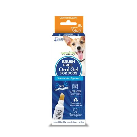 Vetality Brush Free Oral Gel for Dogs | Vet Formulated Dental Care with ProLong Technology | Cleans Teeth and Gums