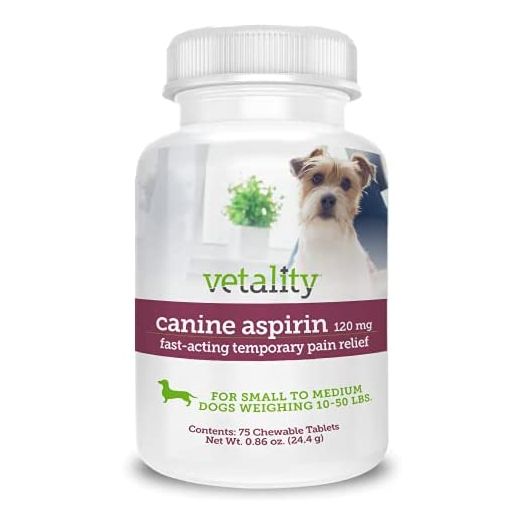 Vetality Canine Aspirin for Dogs | Fast Pain Relief | Chewable Tablets | Liver Flavor | Medicine for Hip, Joint, and Other Aches