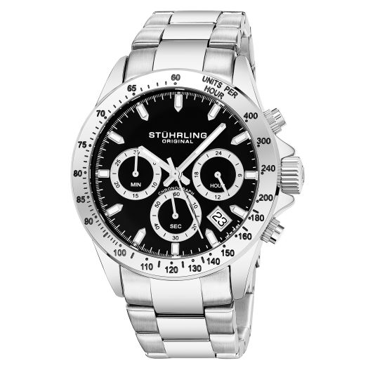Stührling Original Men’s Chronograph Watch Stainless Steel Bracelet with Screw Down Crown and Water Resistant to 100 M. Analog Dial Quartz Movement