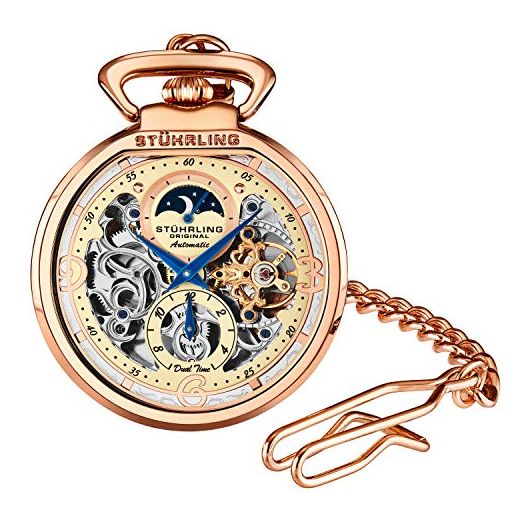 Stuhrling Original Mens Automatic Skeleton Watch Rose Gold