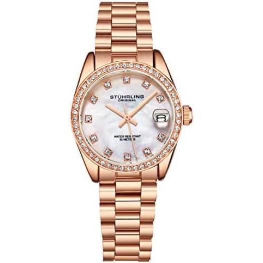 Stuhrling Original Womens Dress Watch - Stainless Steel Link Bracelet Quartz Movement Analog Watch Dial with Date - Dress and Casual Design Lineage Watches for Women Collection