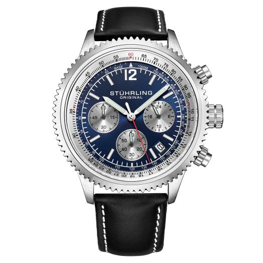 Stuhrling Original Mens Dress Watch - Chronograph Wrist Watch with Tachymeter 24-Hour Subdial