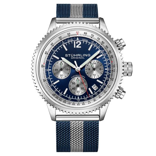 Stuhrling Original Mens Dress Watch - Chronograph Wrist Watch with Tachymeter 24-Hour Subdial